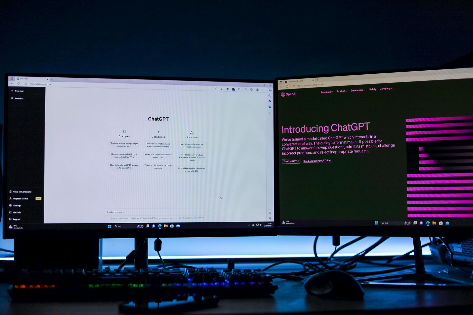 Person comparing tasks from multiple apps on dual monitors using Foco.