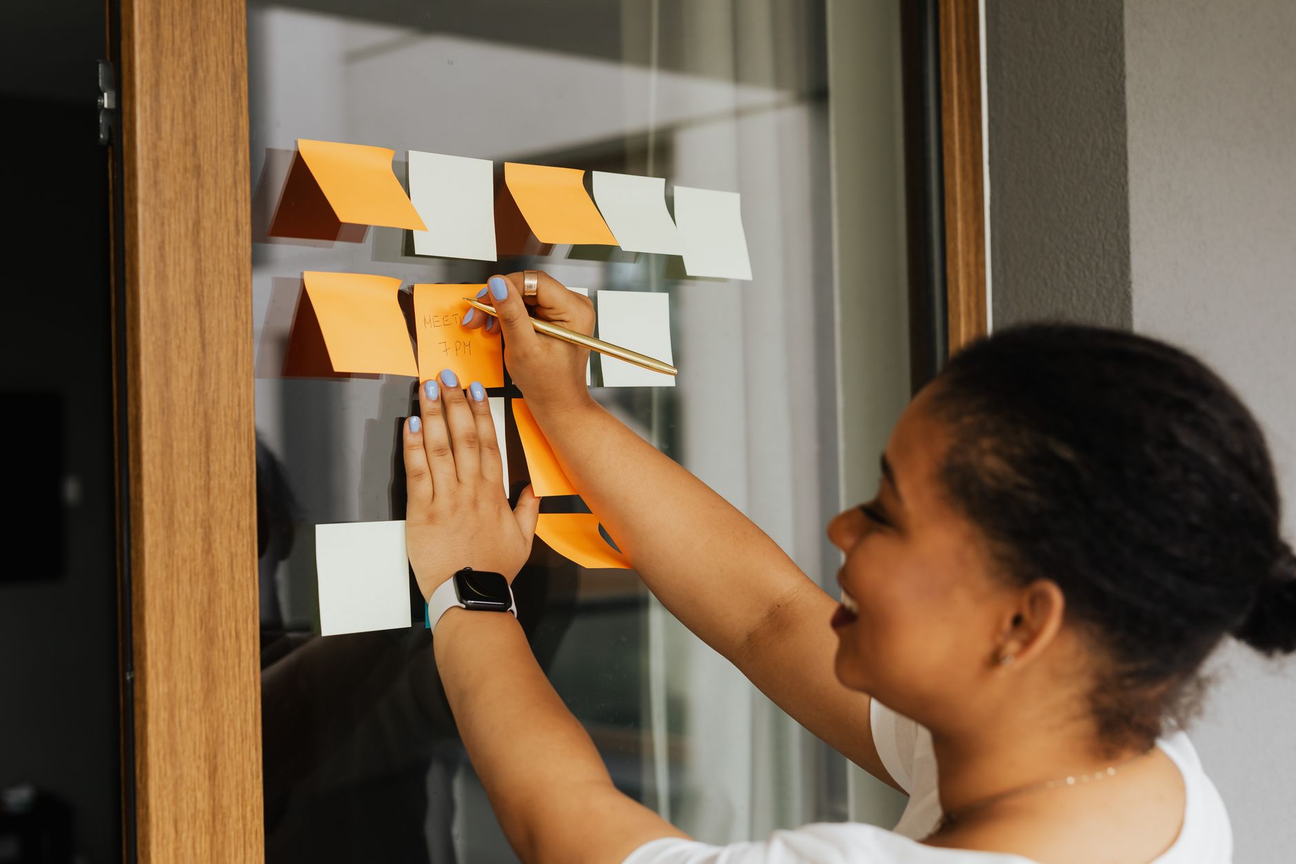 Kanban board with tasks organized by projects and priorities in colors
